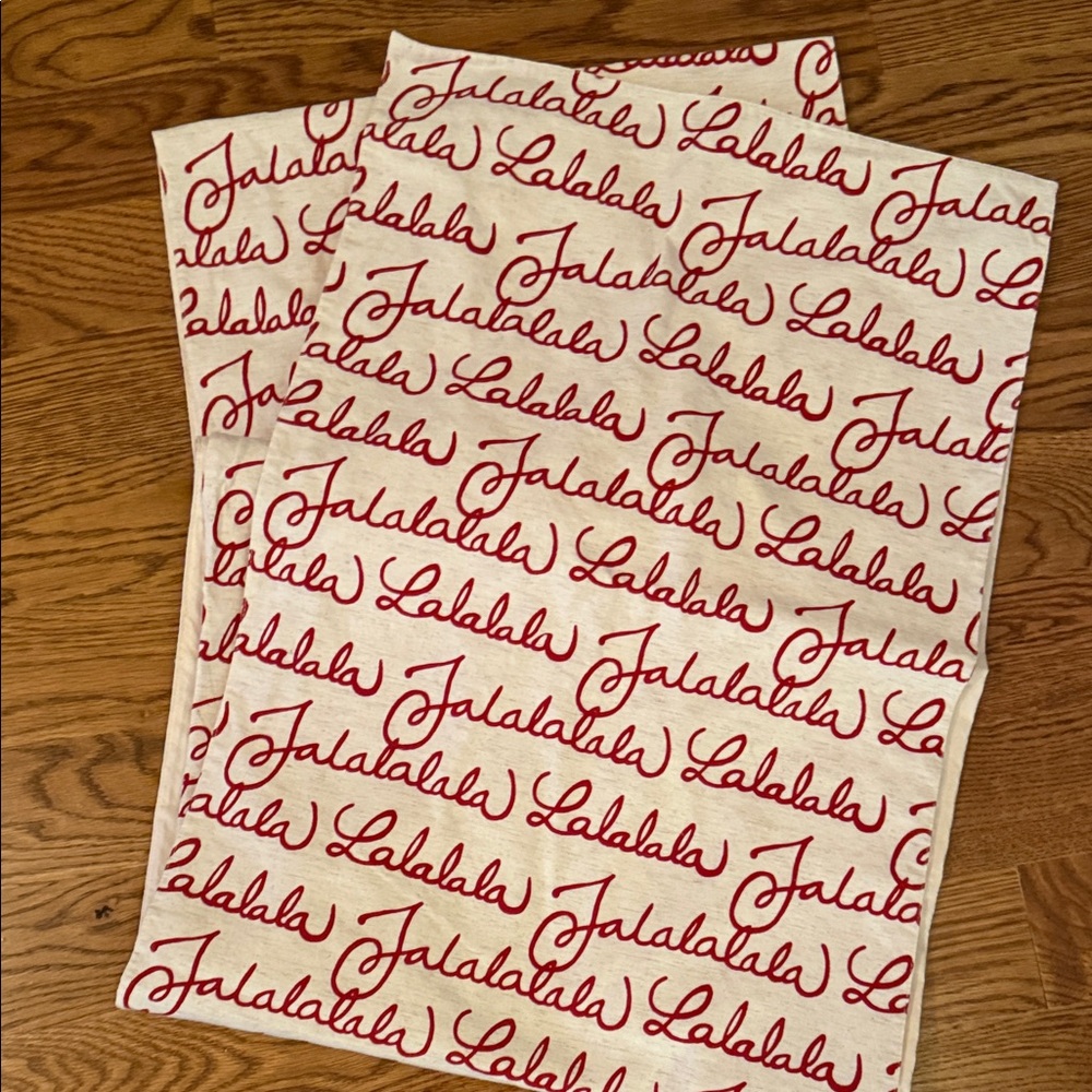 Pottery Barn Red and Cream Table Runner